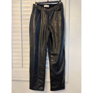 Y2K Abercrombie & Fitch Asymetrical Vegan Leather Pants 27 4 Black Straight Leg